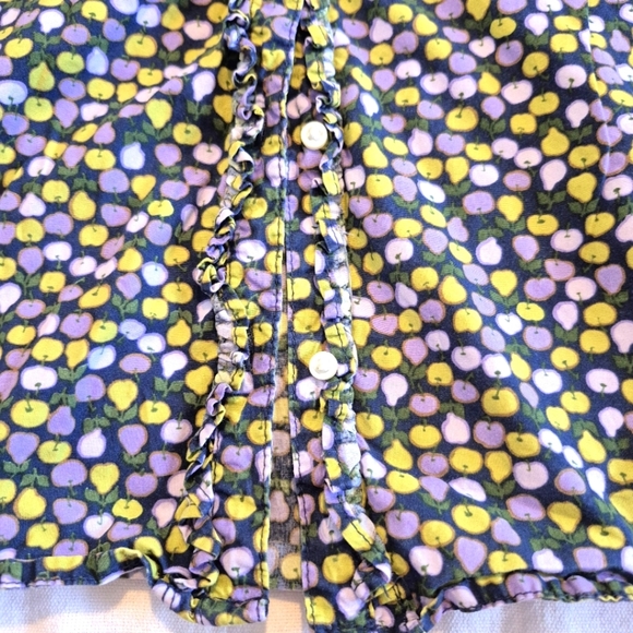 Lands' End girl's size 7 purple apple & pear designed convertible sleeve dress - Picture 2 of 8